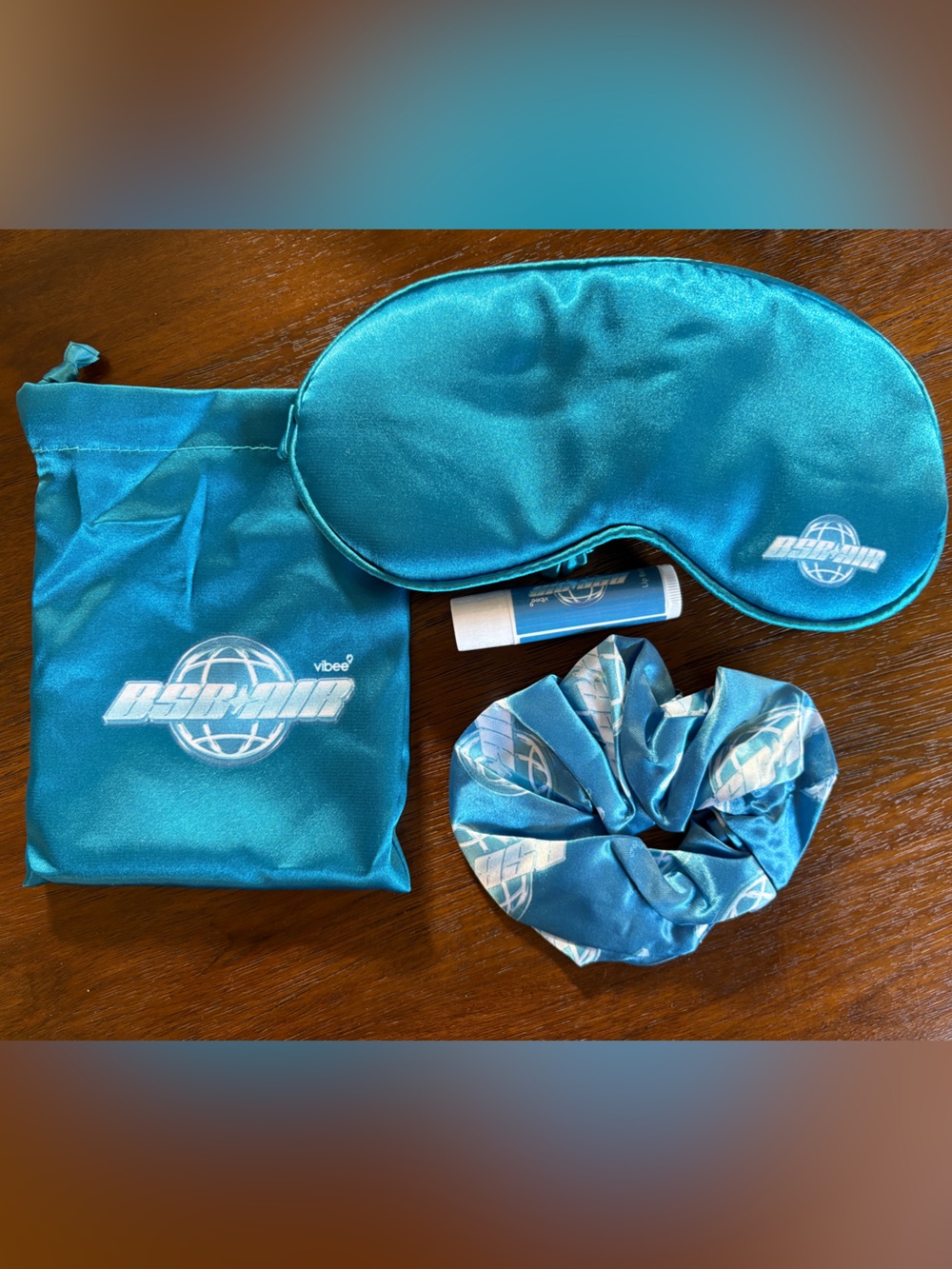 Backstreet Boys BSB Air VIP Teal Satin Sleep Set with Lip Balm & Scrunchie